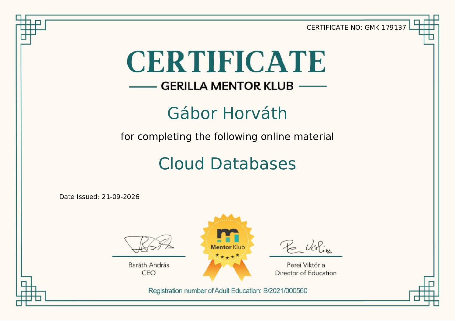 Gerilla Mentor Klub – Cloud Databases