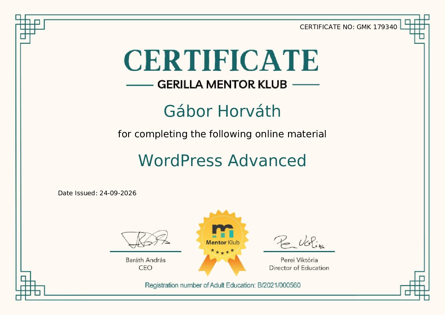 Gerilla Mentor Klub – WordPress Advanced
