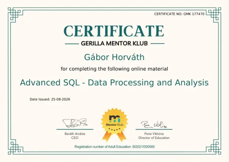 Gerilla Mentor Klub – Advanced SQL: Data Processing and Analysis